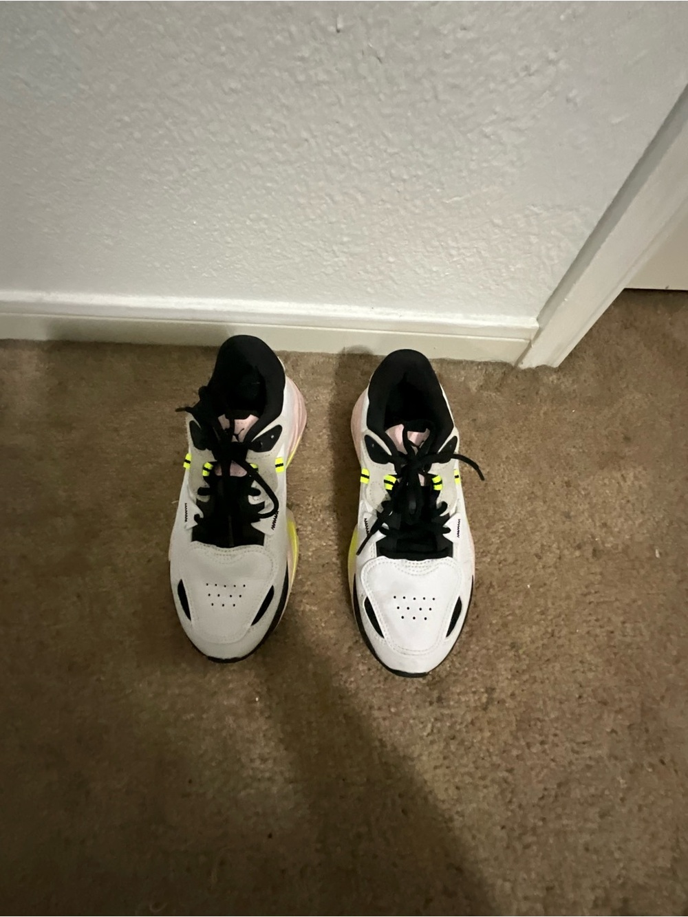 Puma White, Black and Neon Yellow Women's Sneakers